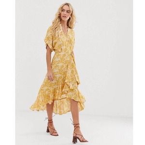 & Other Stories Wrap Yellow Summer Maxi Dress 6